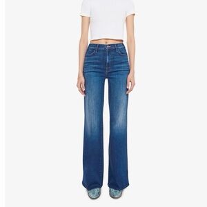MOTHER Hustler Roller Sneak Jeans High Rise Wide Leg Troublemaker Wash